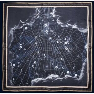 Foundre Large Square Silk Scarf Magnitude Constellation Rare‎ Designer 34.5"